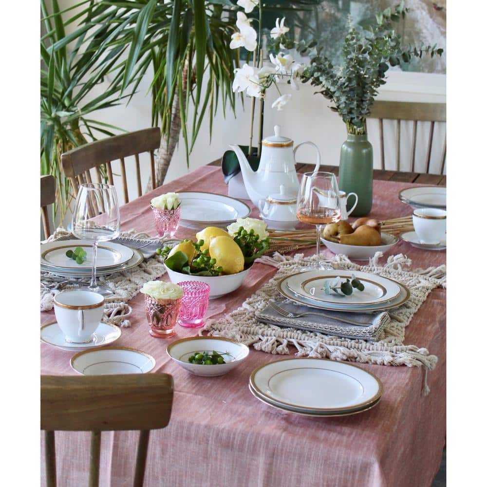 Charlotta Gold 5-Piece (Gold) Porcelain Place Setting, Service for 1 - Hercitys