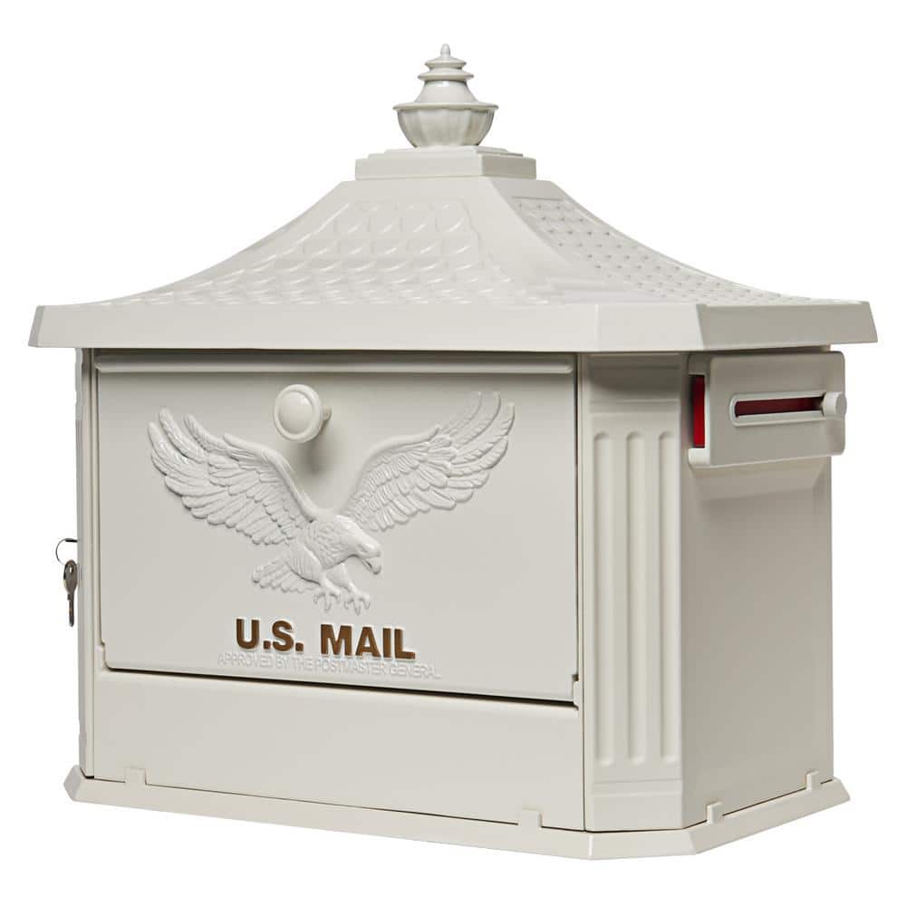 Hamilton Premium, White, Large, Locking, Aluminum, Post Mount Mailbox - Hercitys