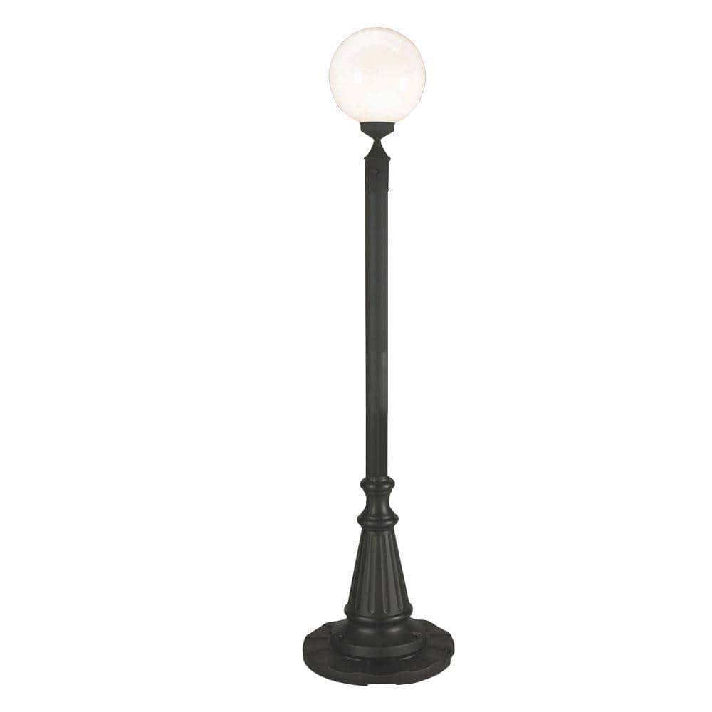 European Single White Globe Plug-In Outdoor Black Lantern Patio - Hercitys