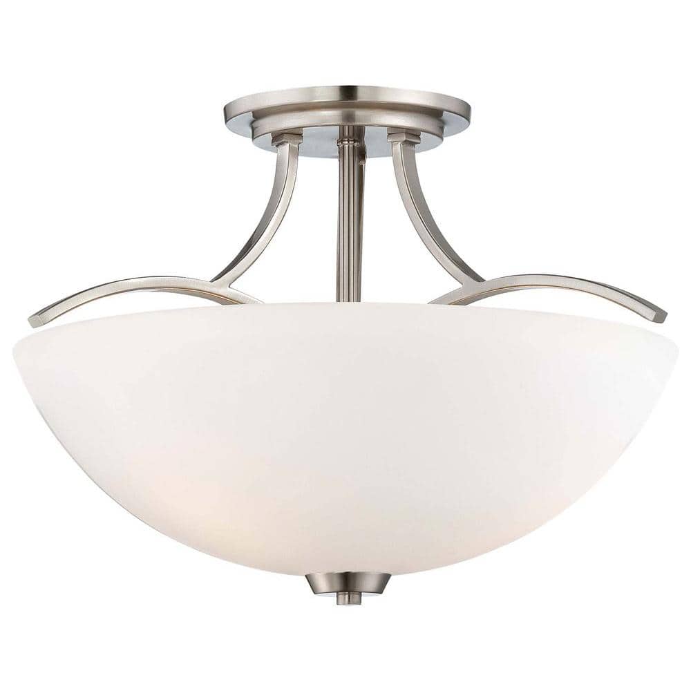 Overland Park 16.5 in. 3-Light Brushed Nickel Semi-Flush Mount Light - Hercitys
