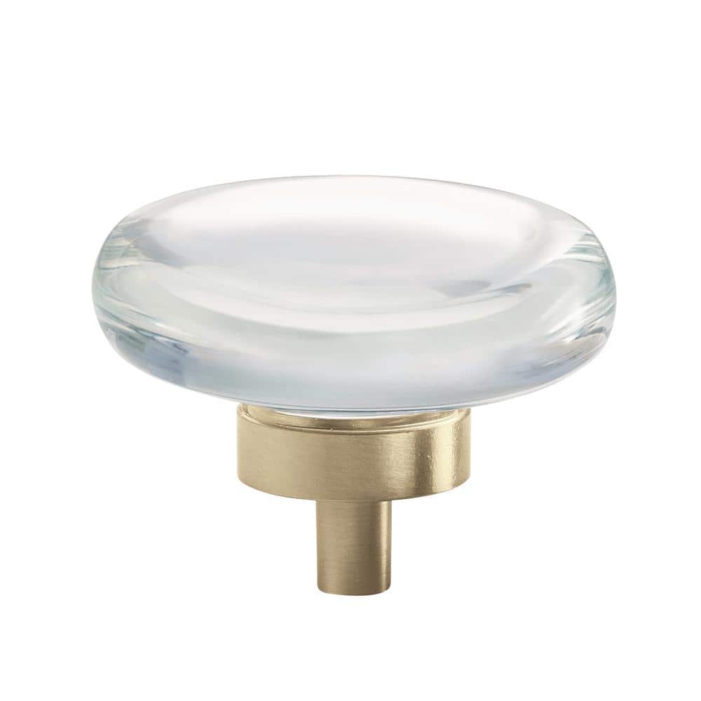 Glacio 1-3/4 in. (44mm) Modern Clear/Golden Champagne Round Cabinet Knob - Hercitys