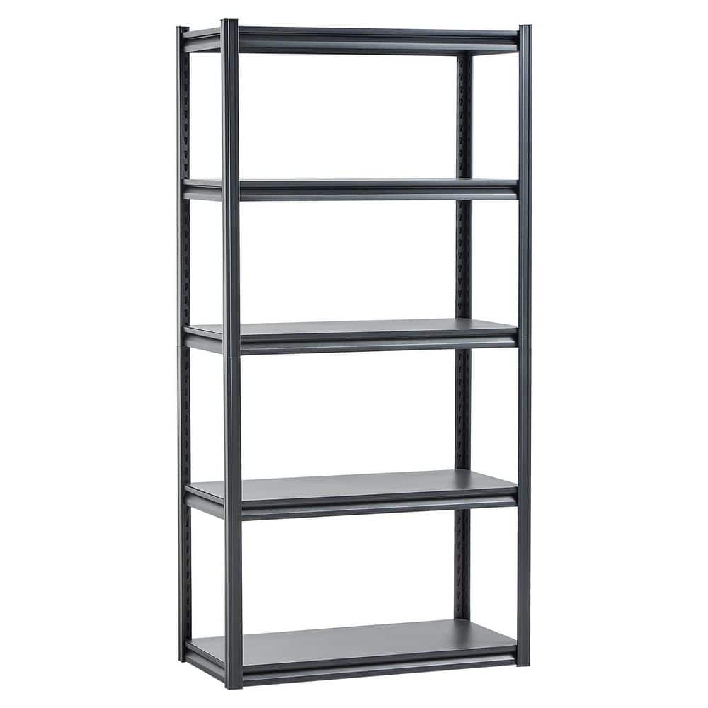 Steel Storage Shelves, 2000 lbs. 5-Tier Garage Storage Shelving, 18 in. D x 36 in. W x 72 in. H Adjustable Black Shelves - Hercitys
