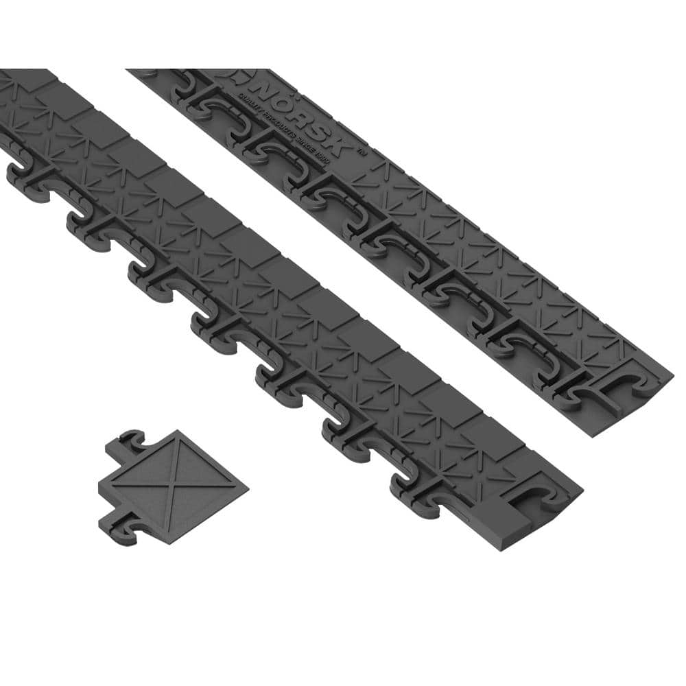 Hidden Gray 18 in. W x 18 in. L PVC Joint Interlocking Tile Trim Flooring Kit - Hercitys