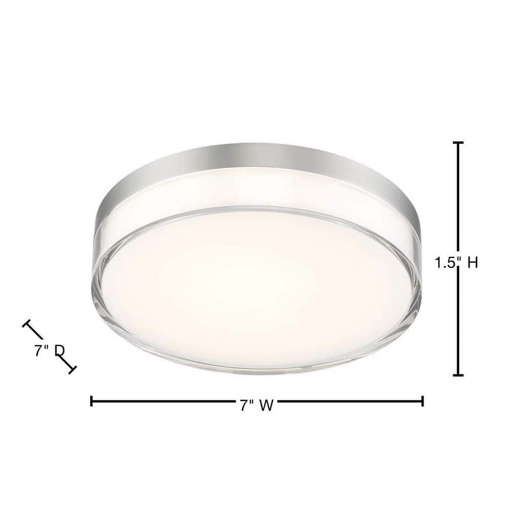 Vantage 7 in. 1-Light Brushed Nickel LED Flush Mount with Acrylic Shade - Hercitys