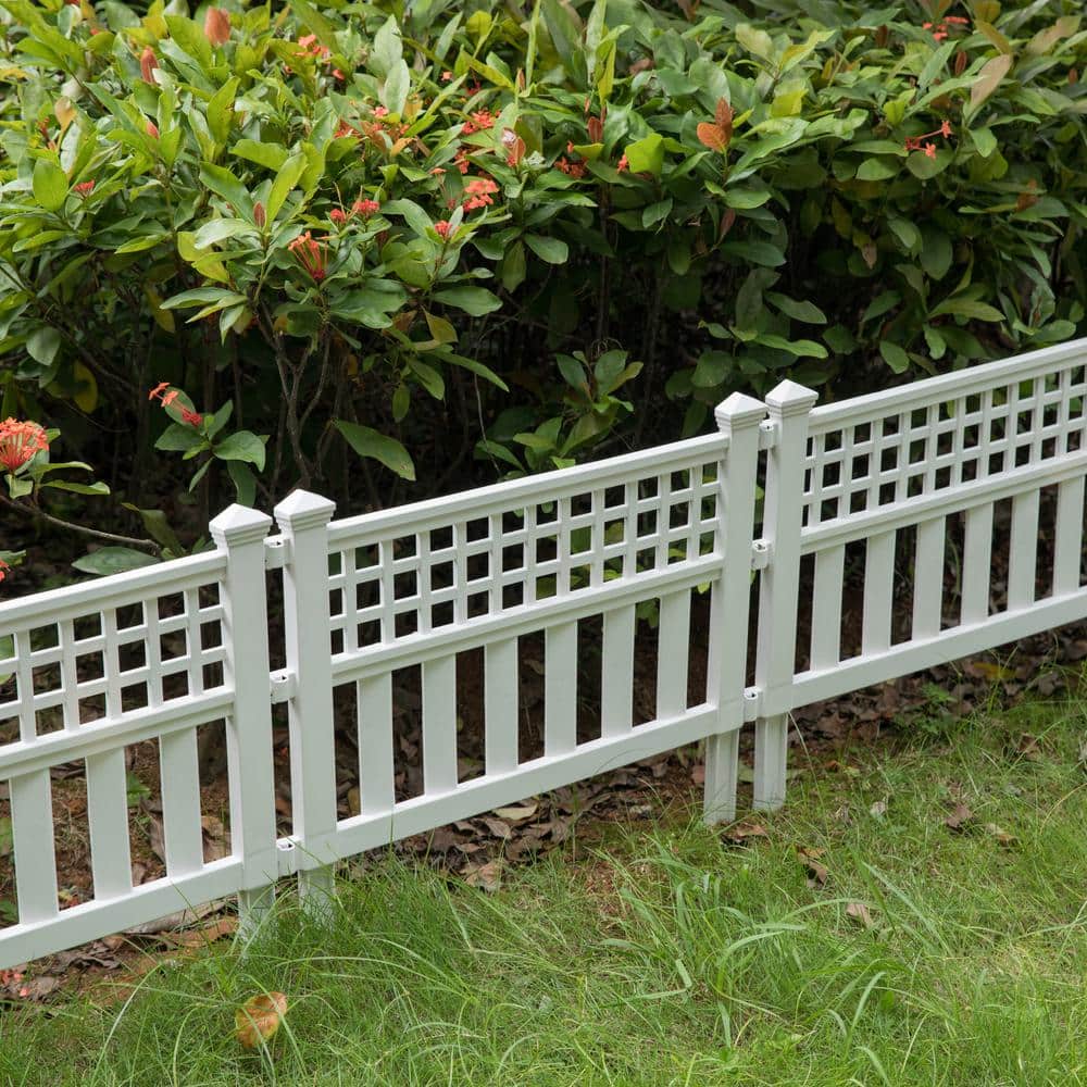 Garden Gate Patio Picket Fence Flower Bed Border White Vinyl Edging, (Set Of 8) - Hercitys