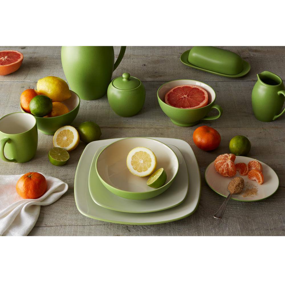 Colorwave Apple 8.25 in. (Green) Stoneware Square Salad Plates, (Set of 4) - Hercitys