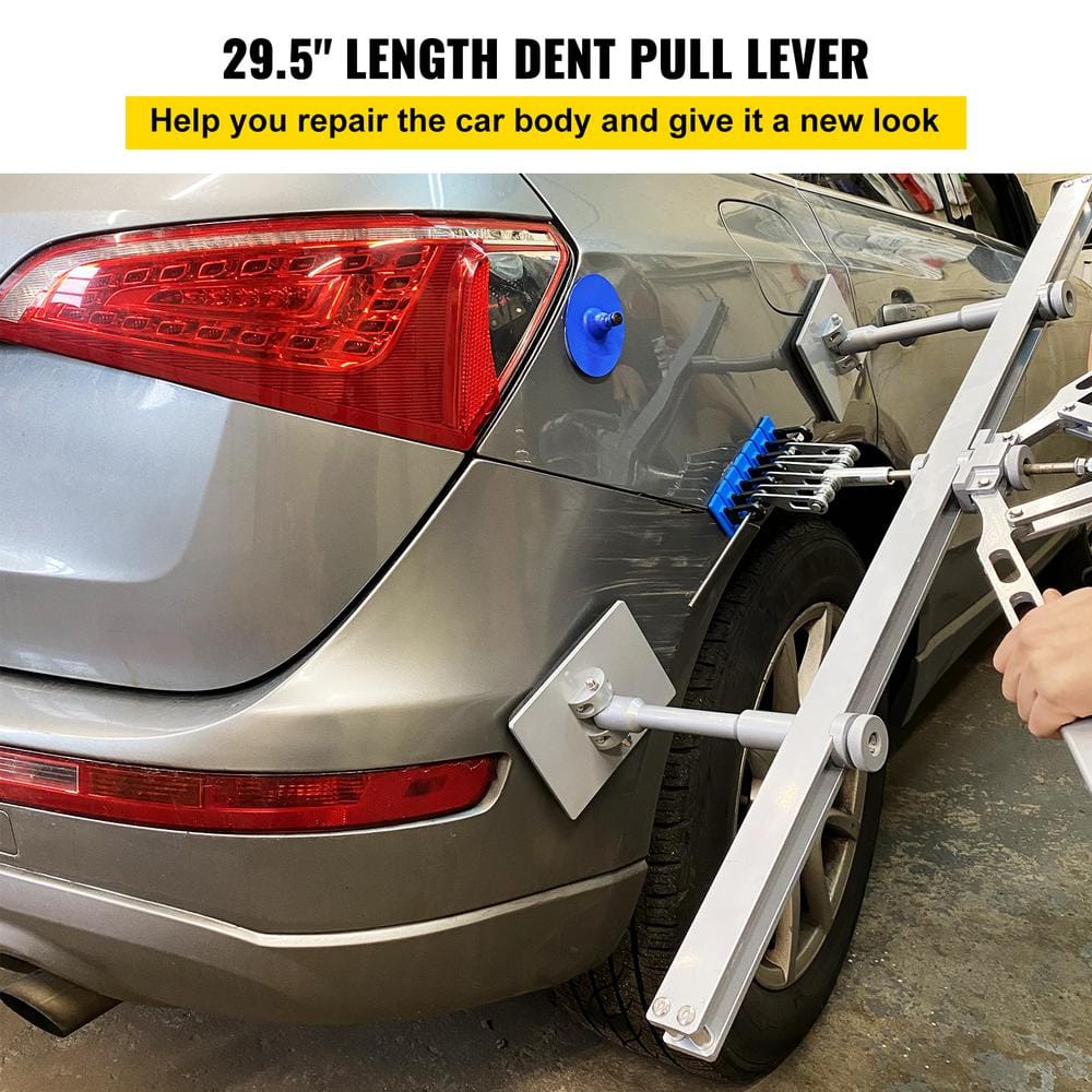 Dent Pull Lever Bar Kit 29.5 in. Car Body Dent Pulling Dual Arm Level with Adjustable Foot for Workshop Factory - Hercitys