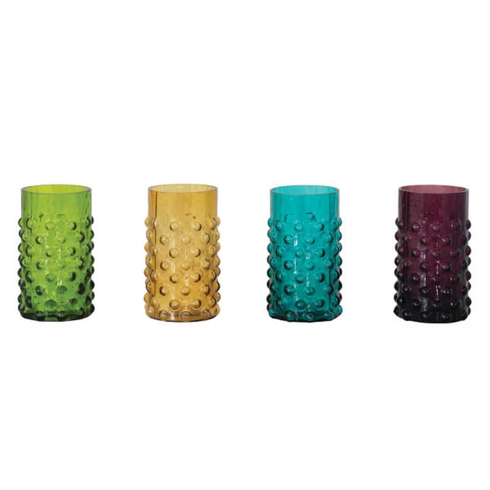Multi-Colored Hobnail Drinking Glass (Set of 4 Colors) - Hercitys