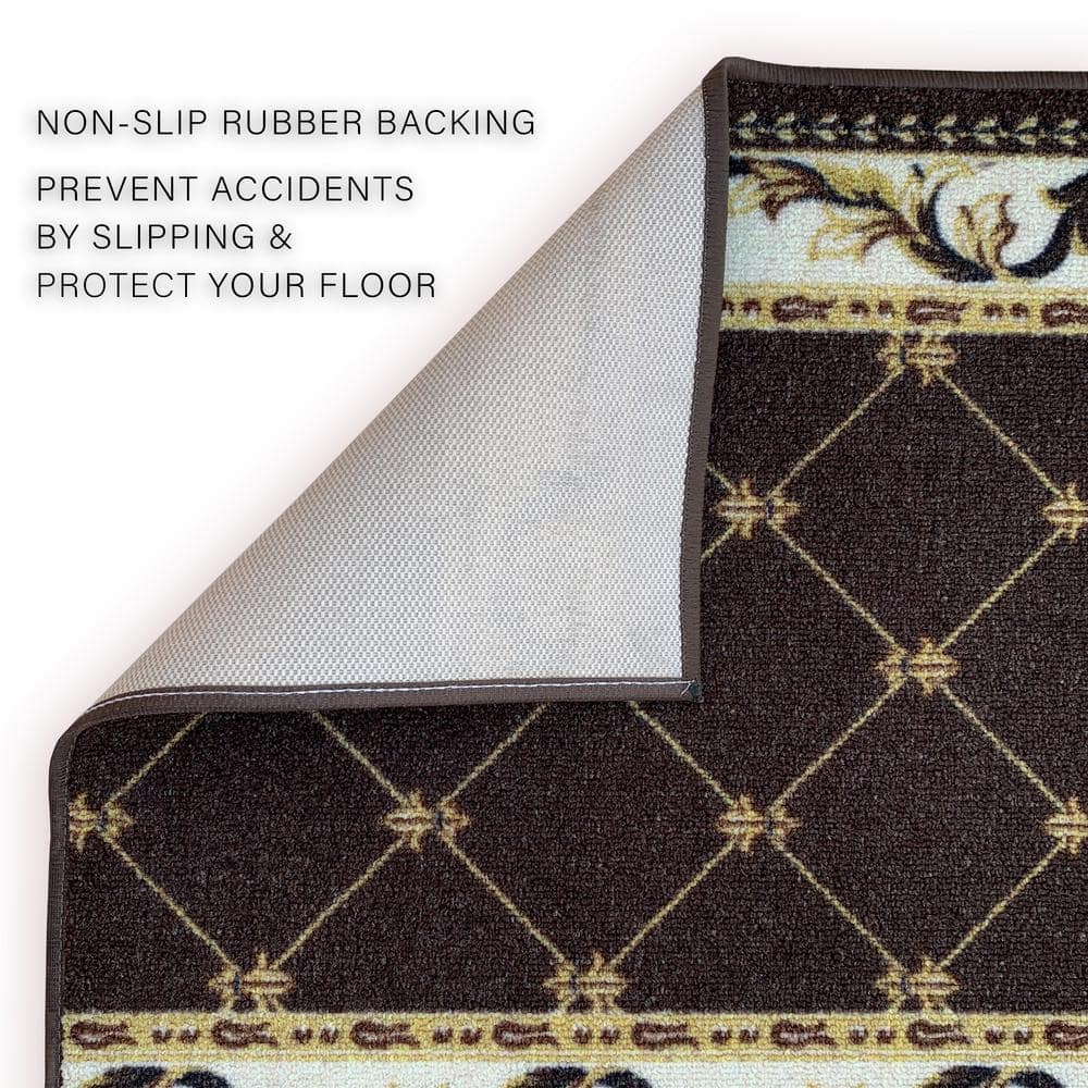 Trellis French Brown 26 in. W x 15 ft. L Runner Rug/Stair Runner 33 sq. ft. - Hercitys