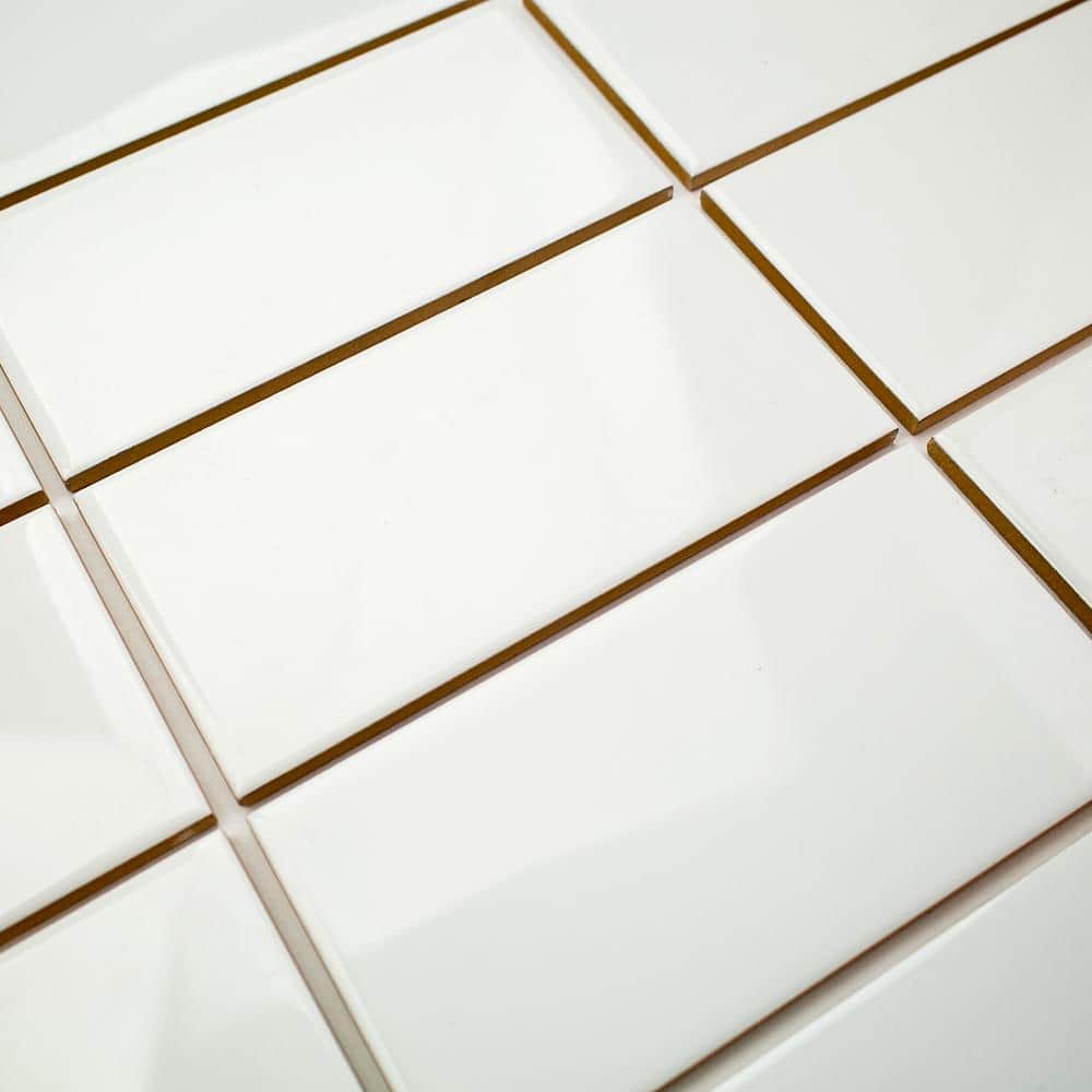 Essential White 3 in. x 6 in. x 6 mm Polished Ceramic Wall Subway Tile (11.73 sq. ft./case) - Hercitys