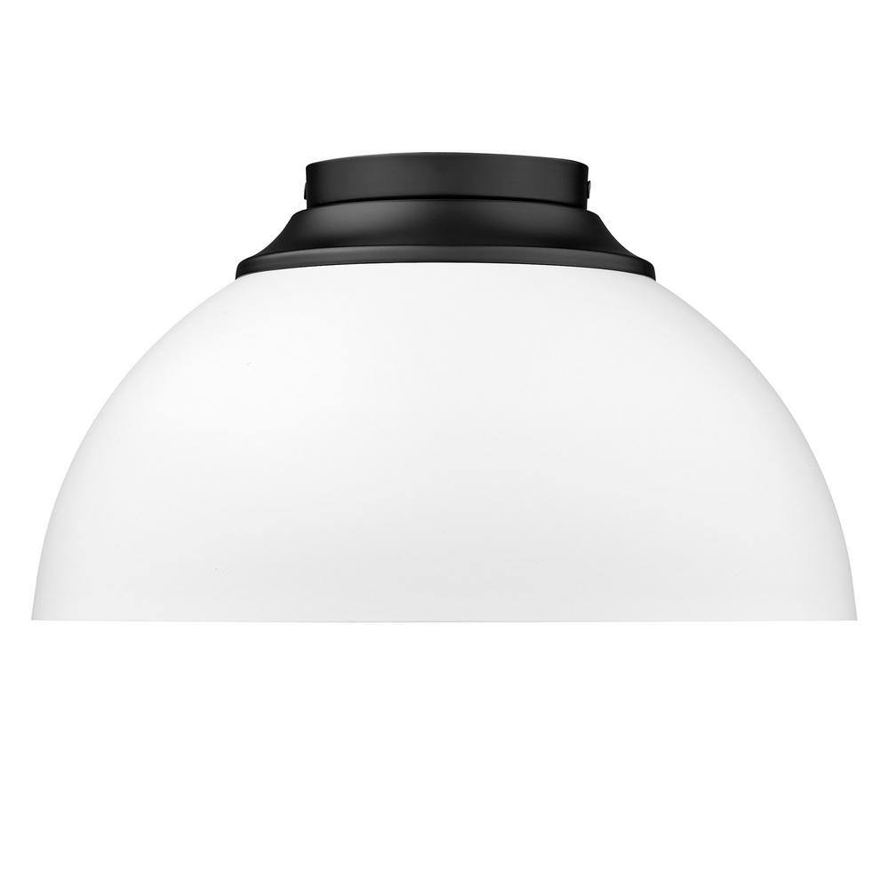 Zoey 13.75 in. 3-Light Matte Black Flush Mount - Hercitys