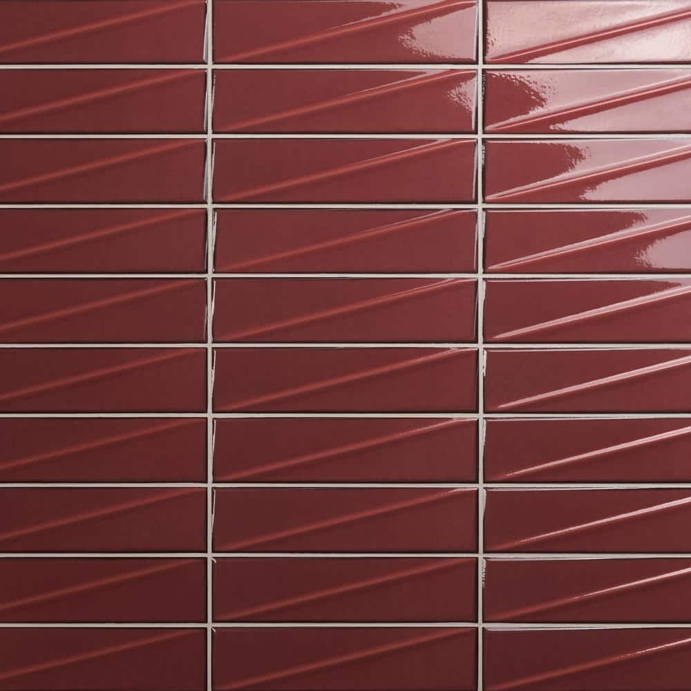Rhythm Ruby Red 2.99 in. x 12 in. Glossy Ceramic Subway Wall Tile (4.99 sq. ft./Case) - Hercitys