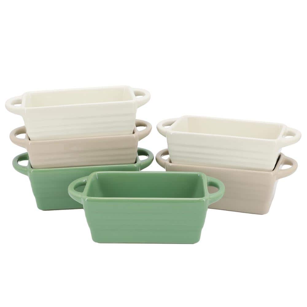 Vanowen 6-Piece 5.1 in. Stoneware Mini Loaf Pan Set in Assorted Colors - Hercitys