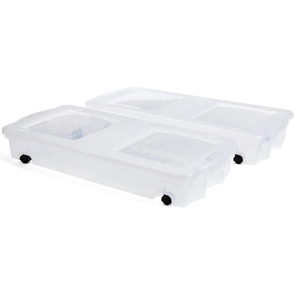 Cleverstore Under the Bed Wheeled Storage Box, 68 qt. 2-Pack - Hercitys