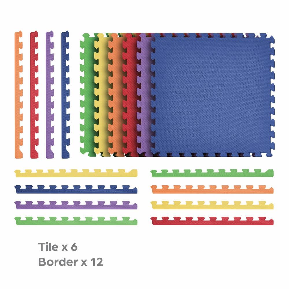 Rainbow 24 in. x 24 in. x 0.47 in. Foam Interlocking Floor Mat (6-Pack) - Hercitys