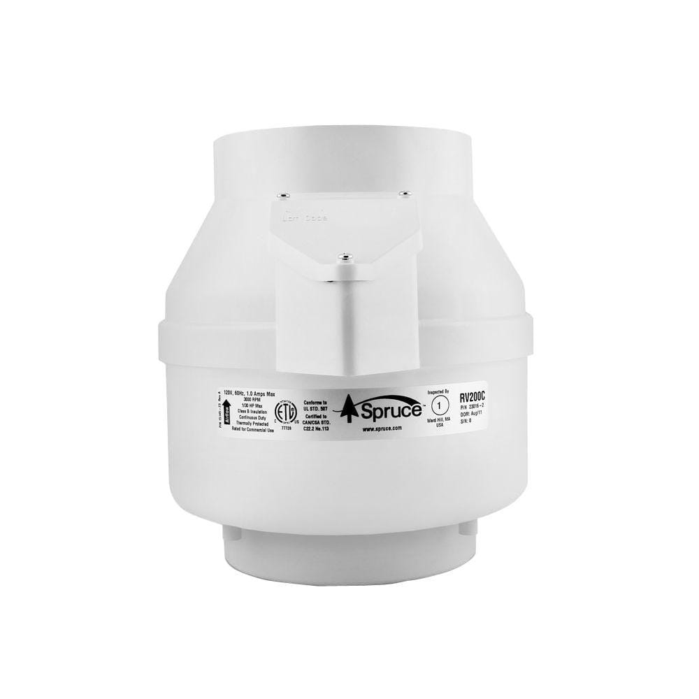 RV200 170 CFM 6 in. Inlet and Outlet Inline Ventilation Fan in White - Hercitys