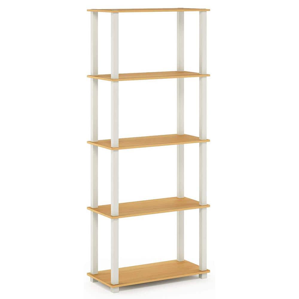 Natural 5-Tier Heavy Duty Wood Garage Storage Shelving Unit (23.6 in. W x 57.4 in. H x 11.6 in. D) - Hercitys