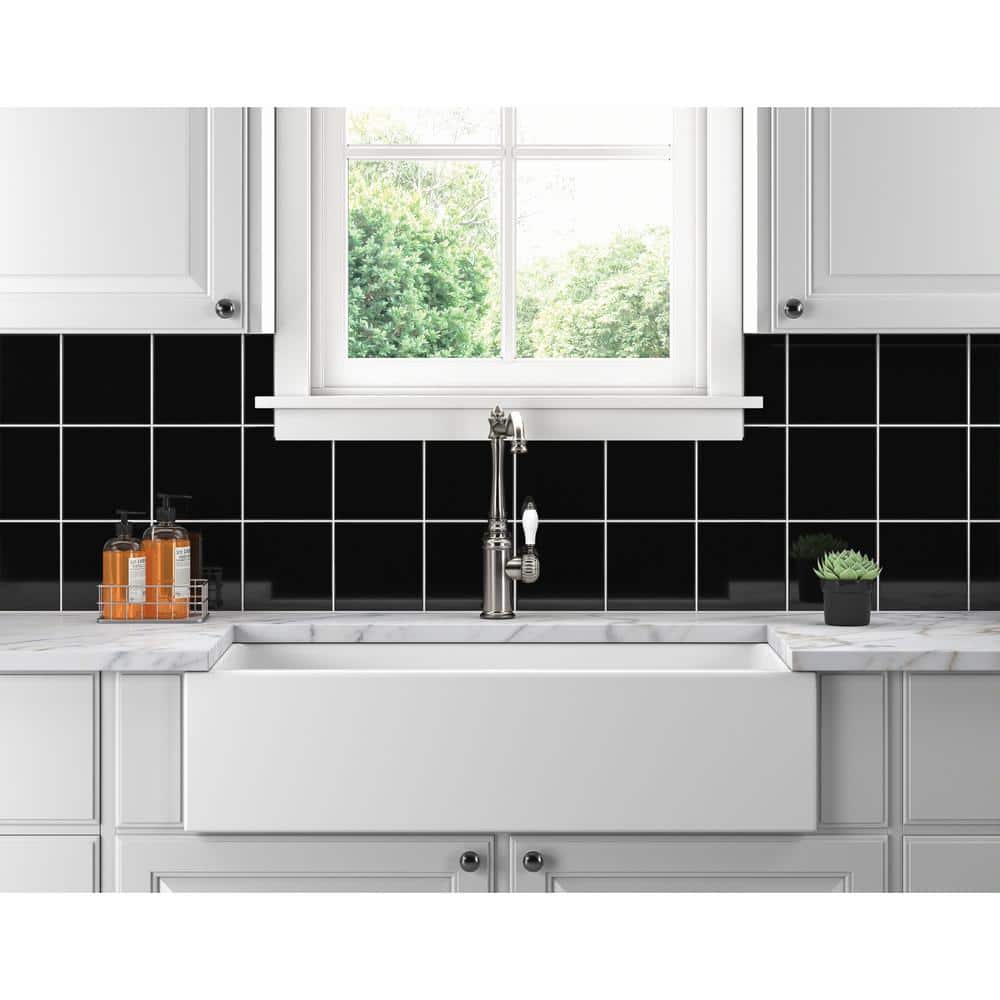 Rittenhouse Square Matte Black 6 in. x 6 in. Ceramic Wall Tile (12.5 sq. ft. / case) - Hercitys