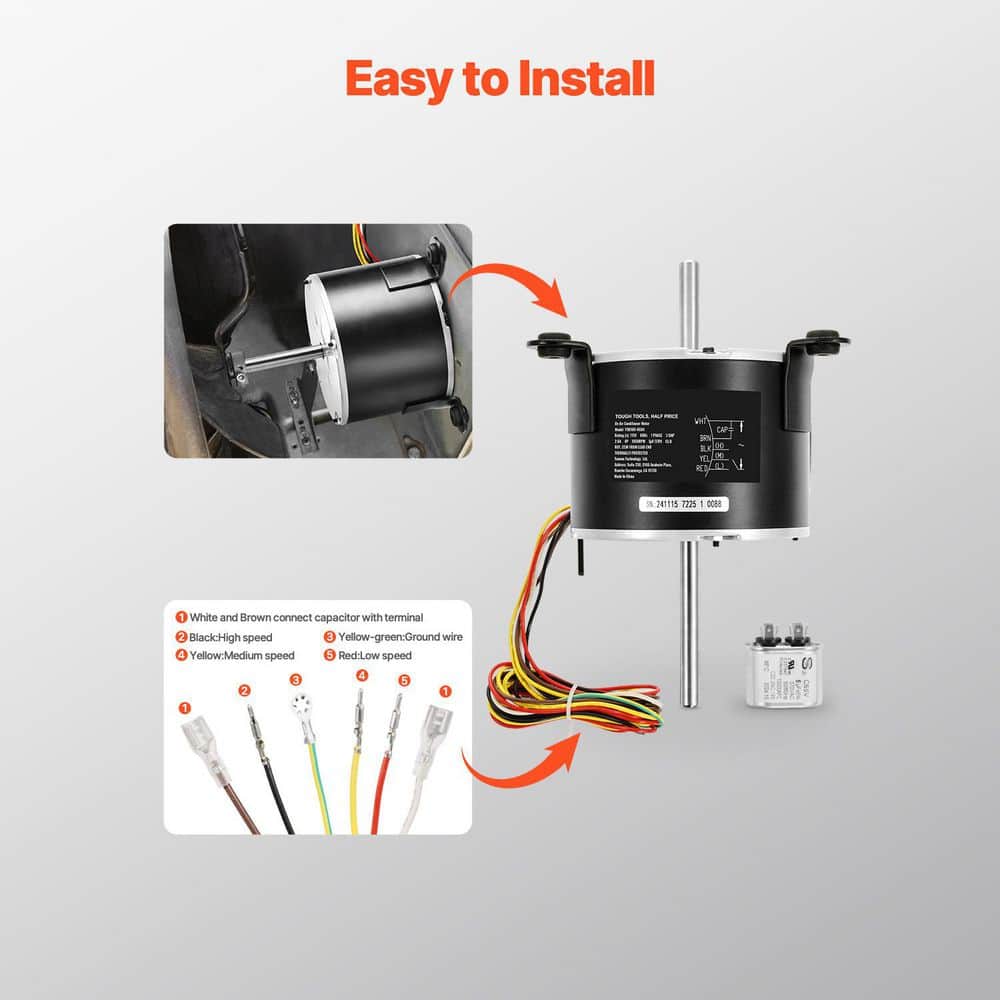 RV AC Fan Motor Compatible with 1/5HP AC115V 2. 6A 1650 RPM (3 Speeds), Dometic Brisk Air I Model-Single Phase - Hercitys