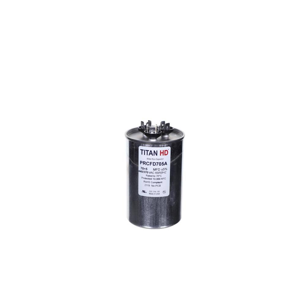70 Plus 5 MFD, 440-Volt/370-Volt Dual Voltage Round Run Capacitor - Hercitys