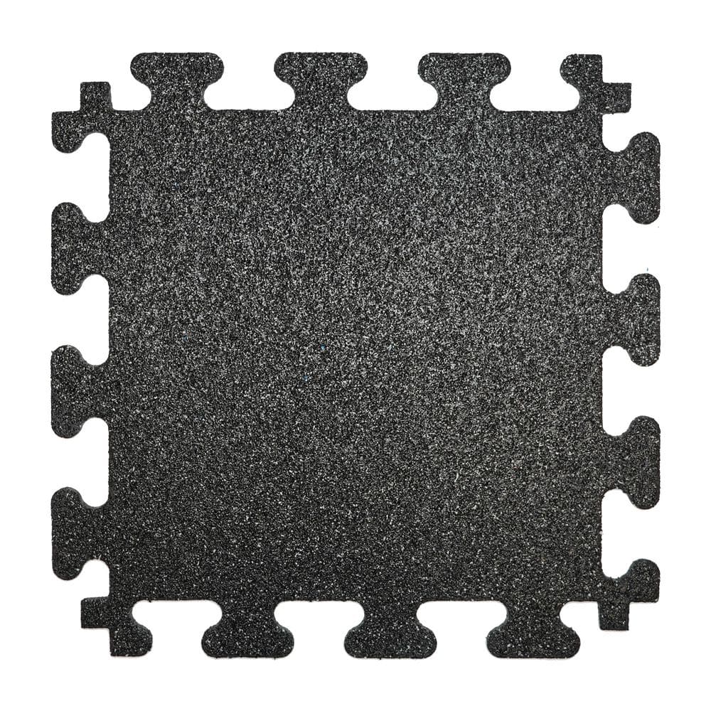 Rubber Gym Tiles with Black Colored Flake 18 in. x 18 in. 8mm Thick Interlocking Tile (6 Tiles/Case) (13.875 sq. ft.) - Hercitys