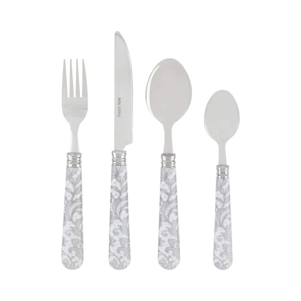Bistro 16-Piece Lace Overlay Stainless Steel Flatware Set (Service for 4) - Hercitys