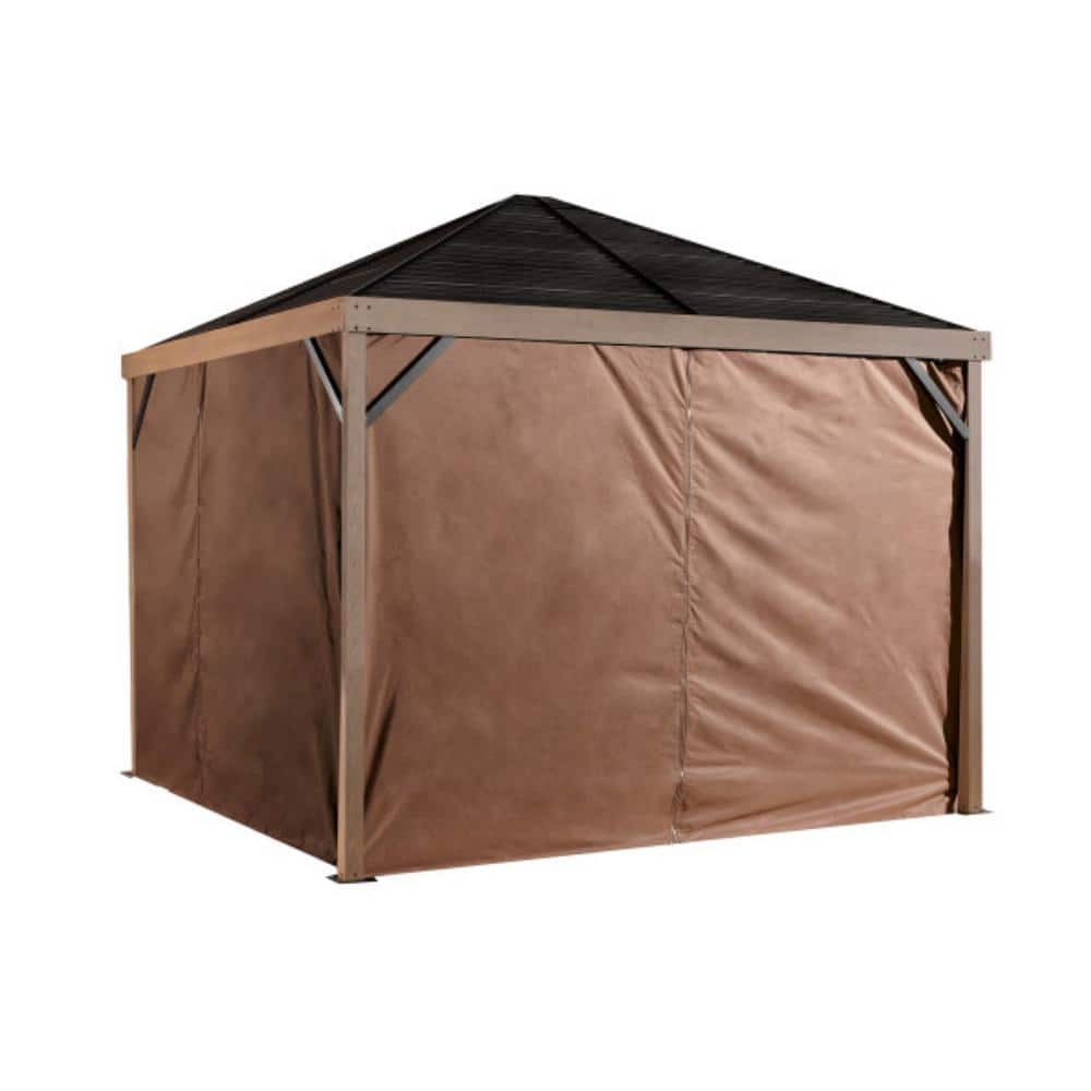 Sanibel 8 ft. x 8 ft. Brown Polyester Curtains For Gazebo - Hercitys
