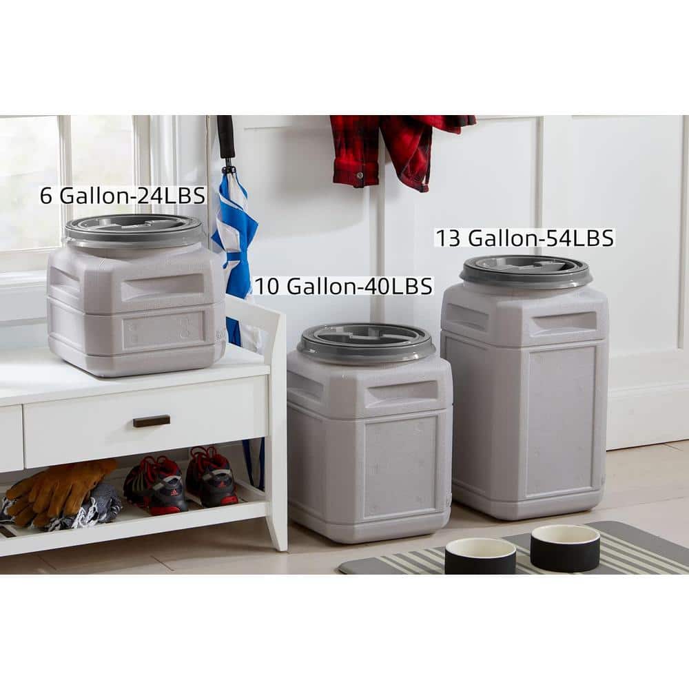 Mighty Tuff 13 Gal, up to 54 Lbs. Pet Food Storage Container with Airtight Twist Lid and Built-In Handles - Hercitys