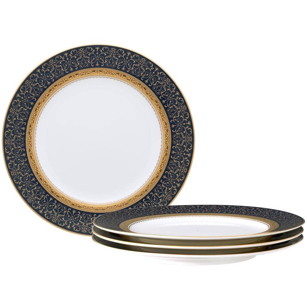 Odessa Cobalt Gold 9 in. (Gold) Bone China Accent Plates, (Set of 4) - Hercitys