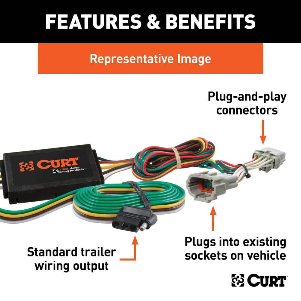 Custom Vehicle-Trailer Wiring Harness, 4-Way Flat Output, Select Kia Sportage, Quick Electrical Wire T-Connector - Hercitys