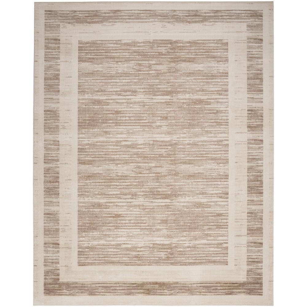 Serenity Home Mocha Ivory 5 ft. x 7 ft. Banded Contemporary Area Rug - Hercitys