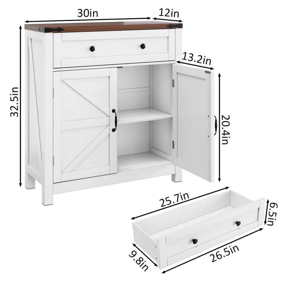 White/Walnut Pantry Organizer with Adjustable Shelves;Removable Shelves - Hercitys