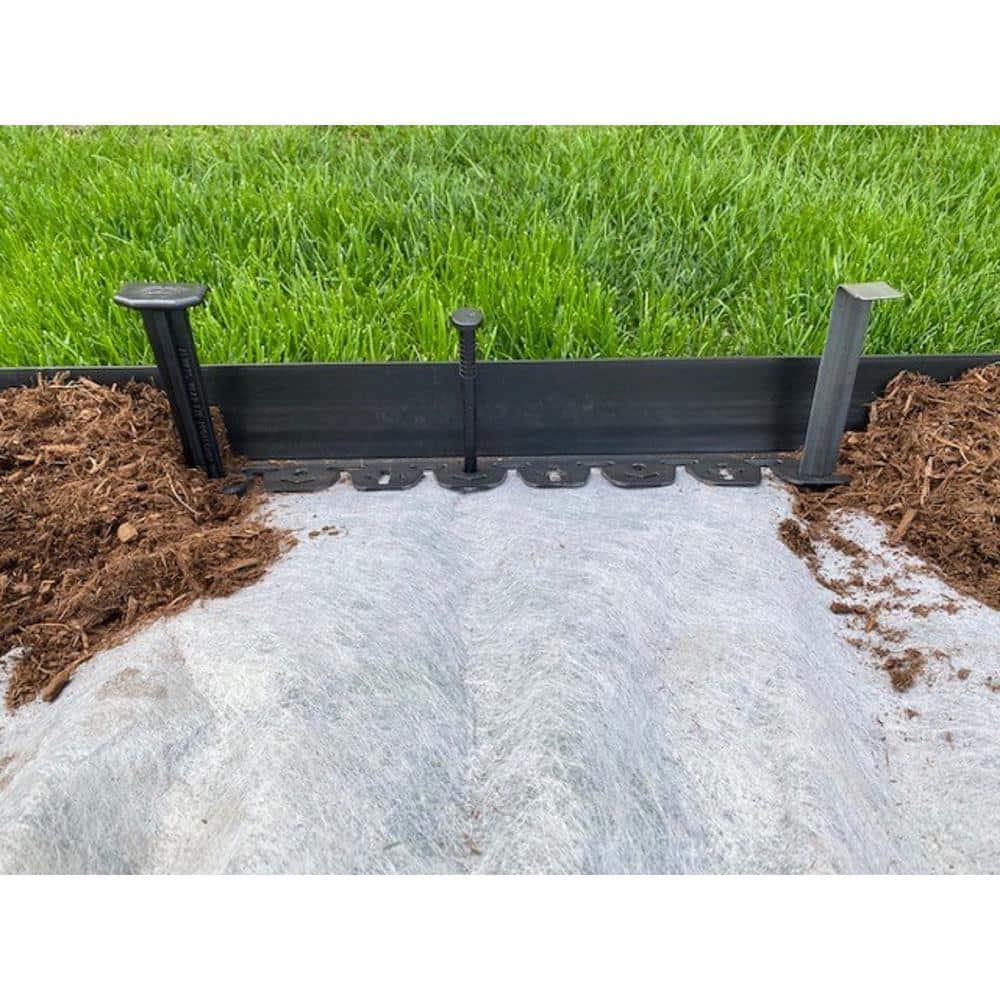 60 ft. L x 2 in. W x 3 in. H Black Tall Resin Innovative Edge No Dig Edging with 9 in. Poly Stakes (30-Quantity) - Hercitys