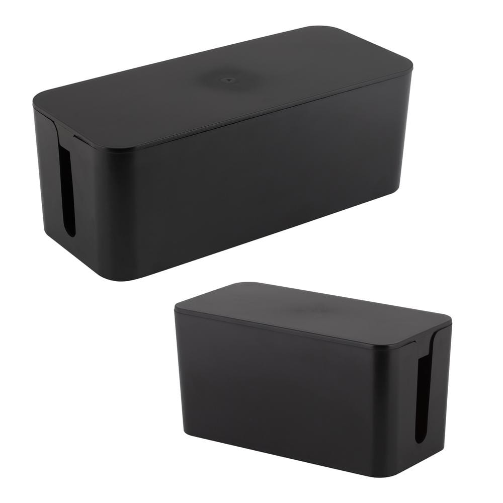 Cable Organizer 5-Qt. Storage Bin in Black (2-Pack) - Hercitys