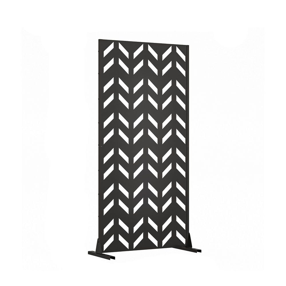 72 in. x 35 in. Black Galvanized Steel Garden Fence - Hercitys