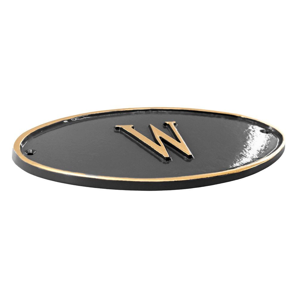 W Restroom Petite Oval Statement Plaque Black/Gold - Hercitys