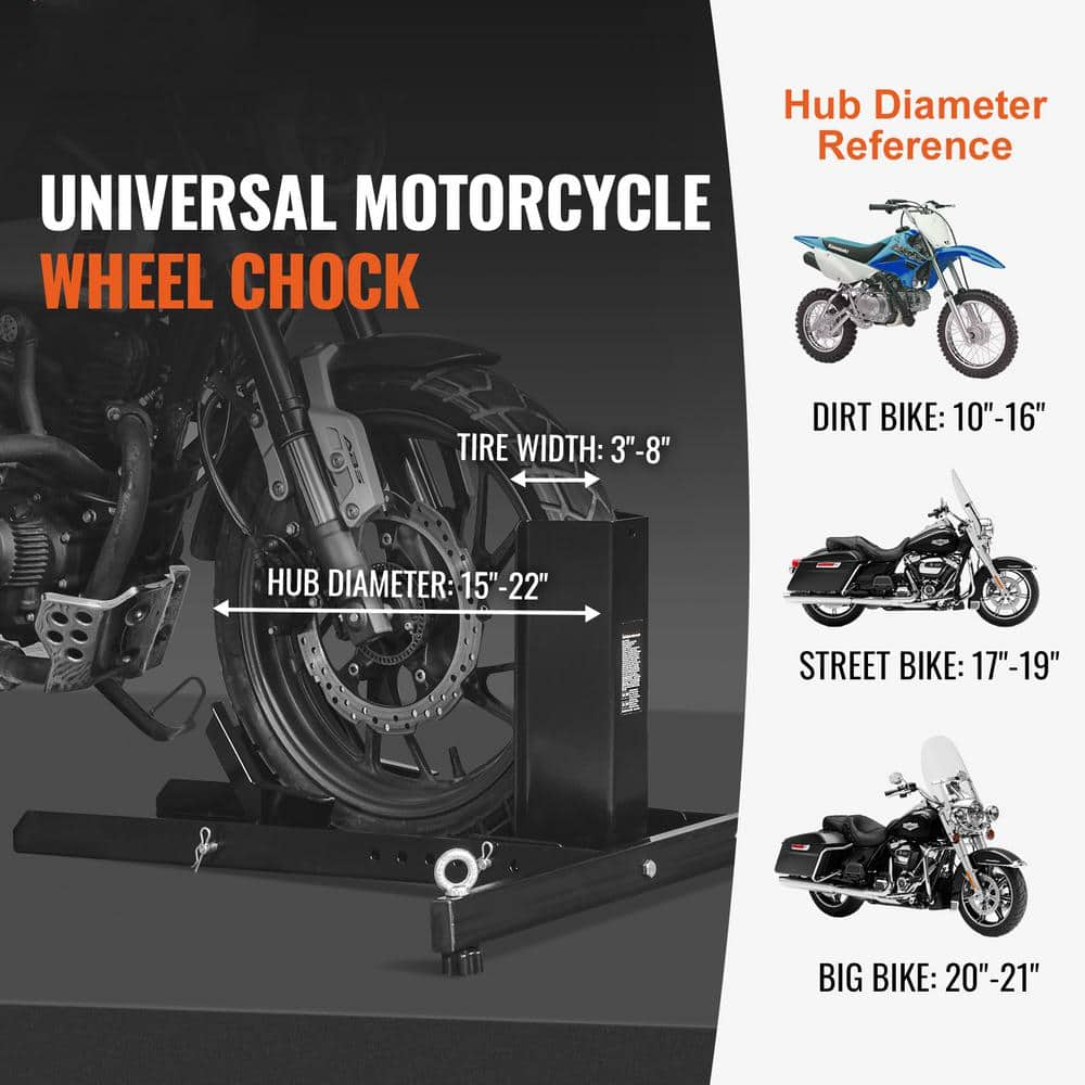 Motorcycle Wheel Chock Upright 1800 lbs. Motorcycle Wheel Stand for 15 in. to 22 in. Off-Road and Standard Motorcycles - Hercitys