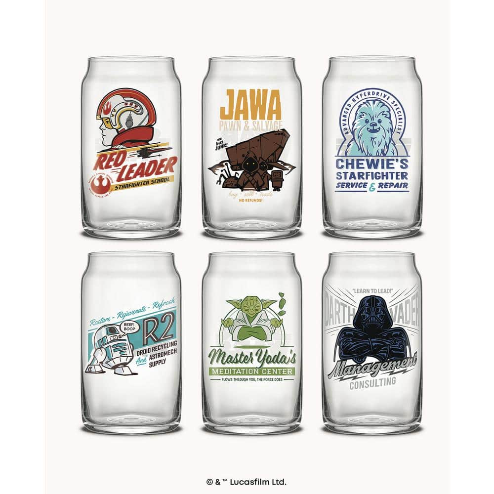 SW Can Glass Set, (Set of 6-Pieces) Glasses With 6 Clear Straws plus 1-Cleaning Brush - Hercitys