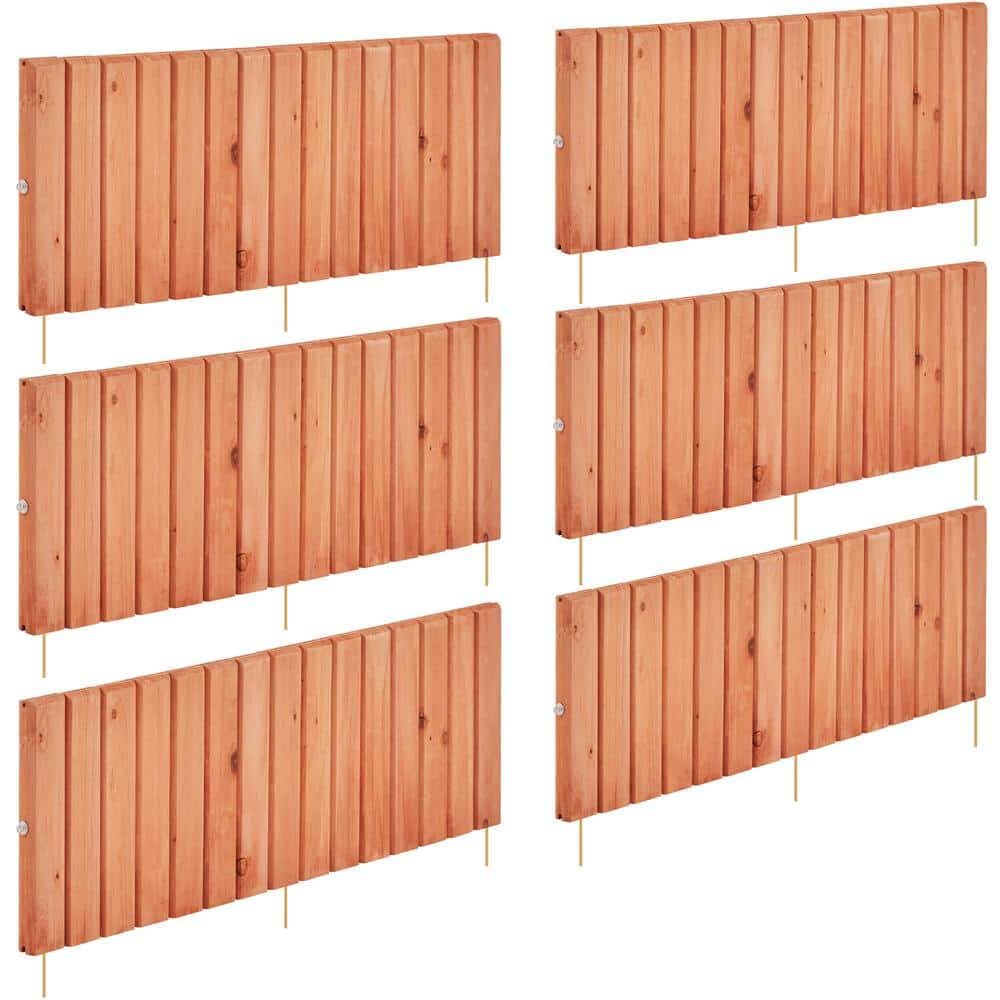 6-Pieces Outdoor Wooden Short Fences Wooden Landscape Border Edging - Hercitys