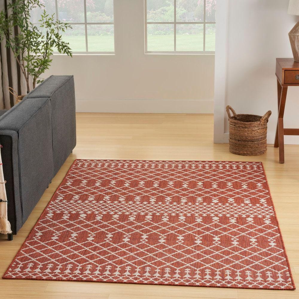 Positano Terracotta 5 ft. x 7 ft. Moroccan Contemporary Area Rug - Hercitys