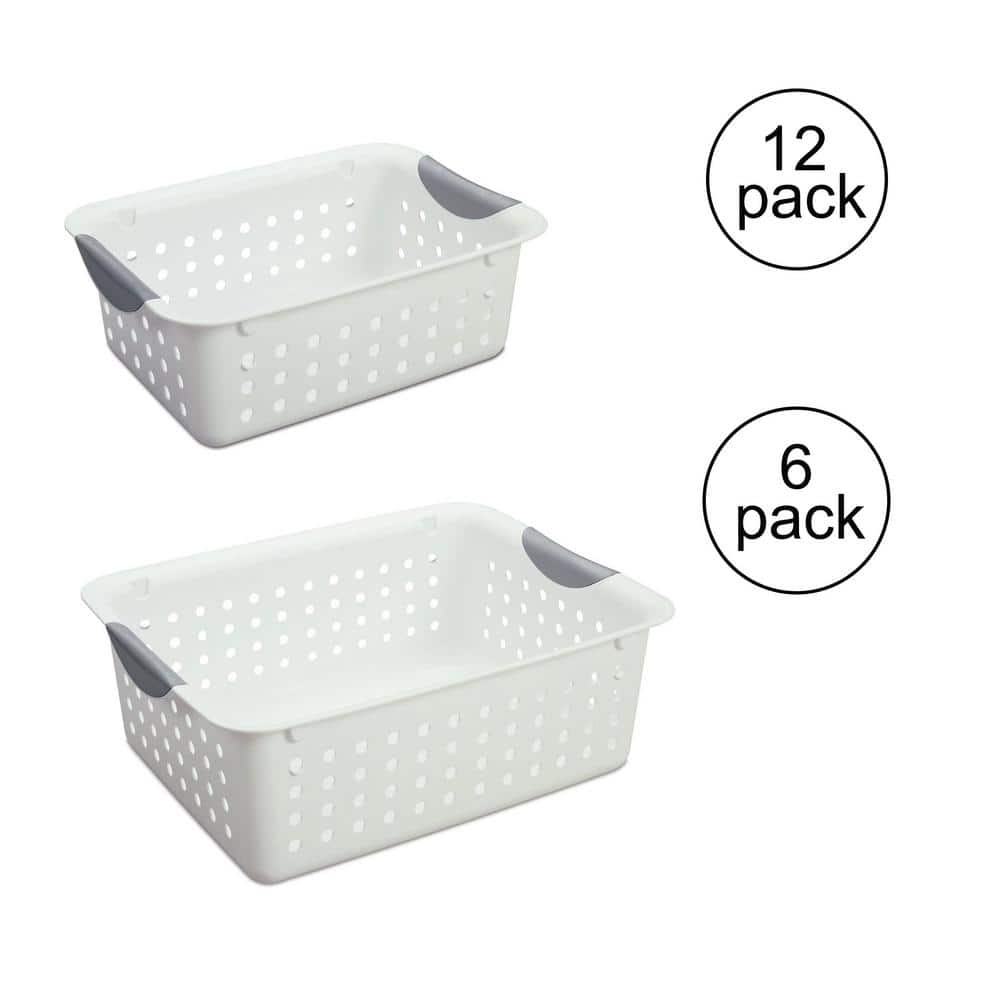 Medium Plastic Storage Bin Basket (6-Pack) Plus Small Basket (12-Pack) - Hercitys