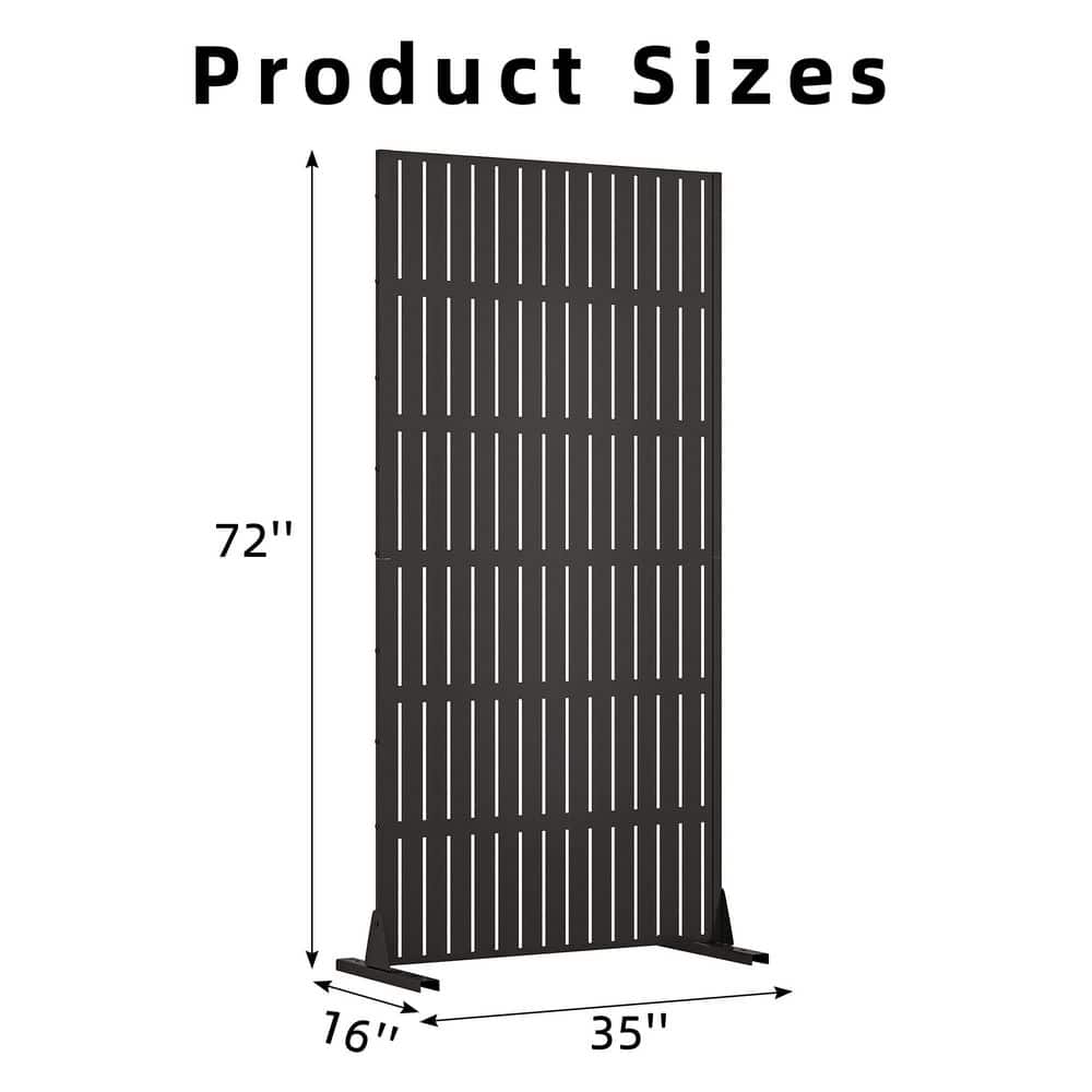 72 in. x 35 in. Black Galvanized Steel Garden Fence in Vertical Lattice Pattern - Hercitys