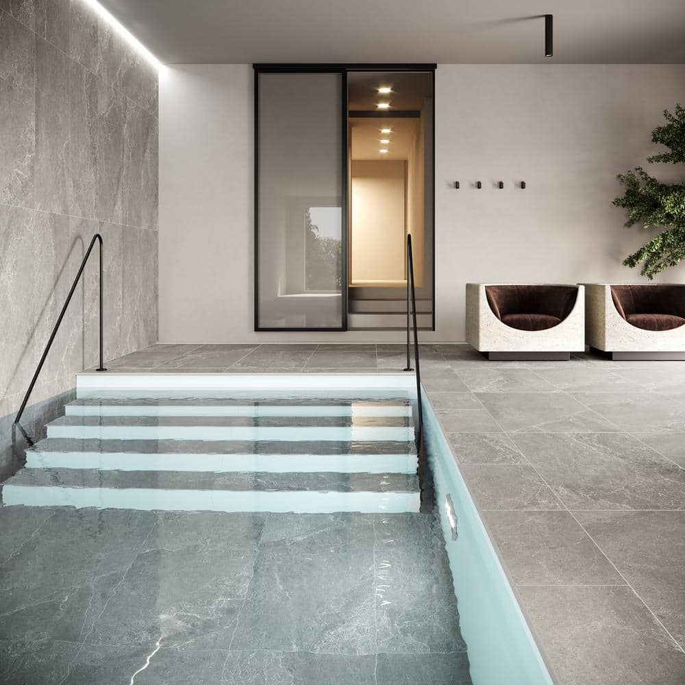 LithoTech 23.62 in. x 47.24 in. x 0.78 in. Silver Gray Matte Porcelain Floor Paver Tile (7.74 sq. ft./Each) - Hercitys