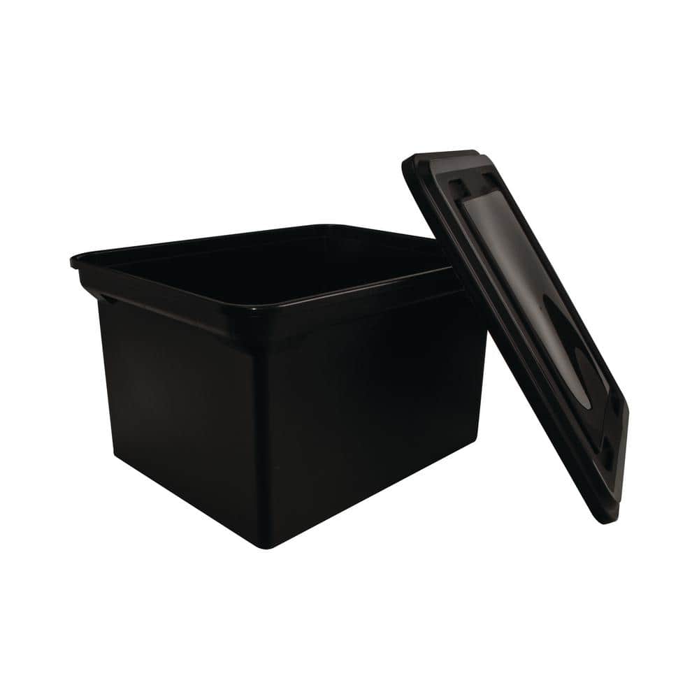 8 Gal. StorageTote with Lid in Black - Hercitys