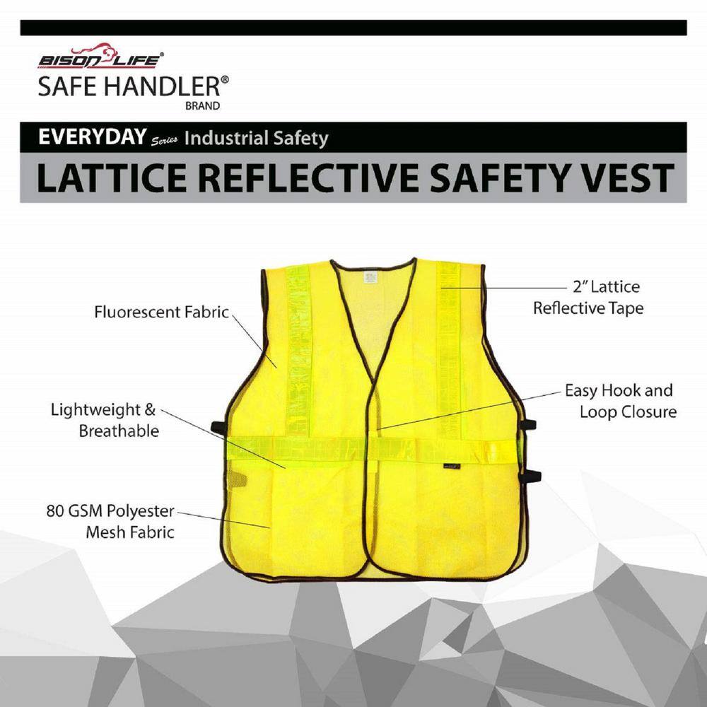 Yellow, Lattice Reflective Safety Vest, Hook and Loop Closer, Extra Large, 10 Pcs - Hercitys