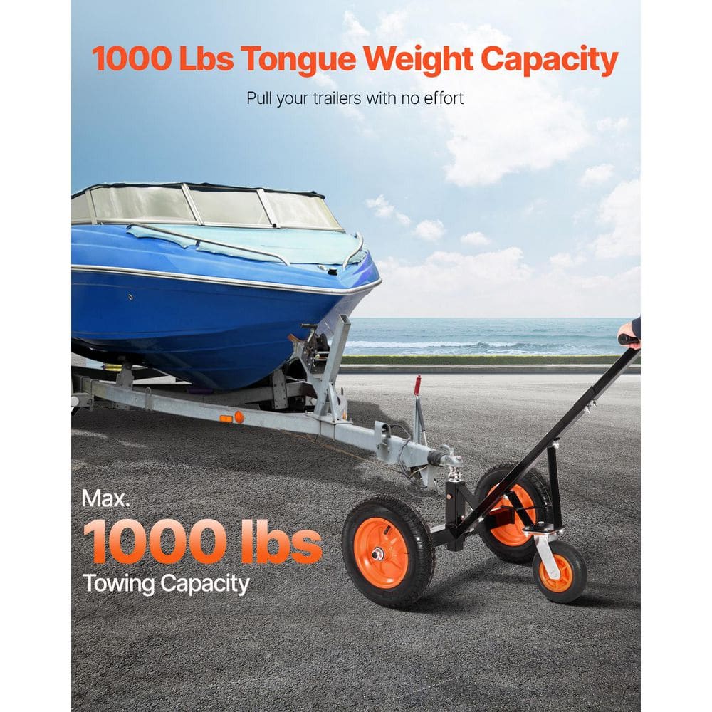 Trailer Dolly, 1000 lbs. Tongue Weight Capacity, Carbon Steel Trailer Mover, Height Adjustable for Moving RV Trailer - Hercitys