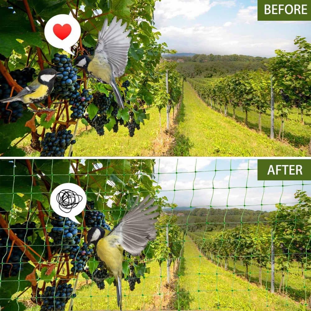 7 ft. x 100 ft. Polypropylene Garden Plastic Fence Green Netting for Protecting Plants and Trees from Birds and Animals - Hercitys