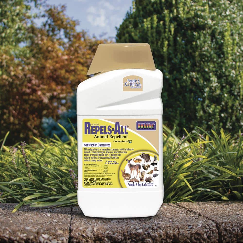 Repels-All Animal Repellent, 32 oz Concentrate, Long Lasting Outdoor Garden Deer Repellent, People and Pet Safe - Hercitys