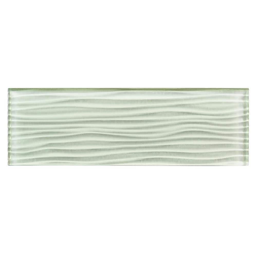 Enchant-Parade Florette Light Green 12 in. x 4 in. Subway Textured Polished Glass Wall and Floor Tile (3.26 sq.ft./Case) - Hercitys