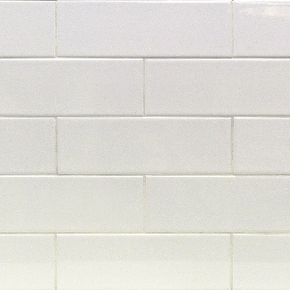 Essential White 3 in. x 6 in. x 6 mm Polished Ceramic Wall Subway Tile (11.73 sq. ft./case) - Hercitys